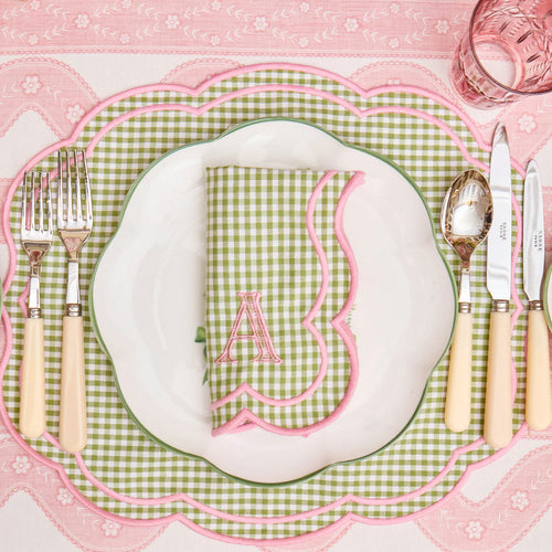 Green & Pink Eloise Gingham Placemats & Napkins (Set of 4)
