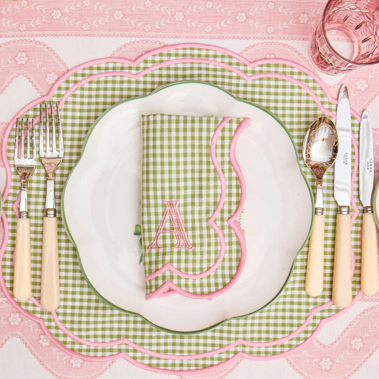Green & Pink Eloise Gingham Placemats & Napkins (Set of 4)
