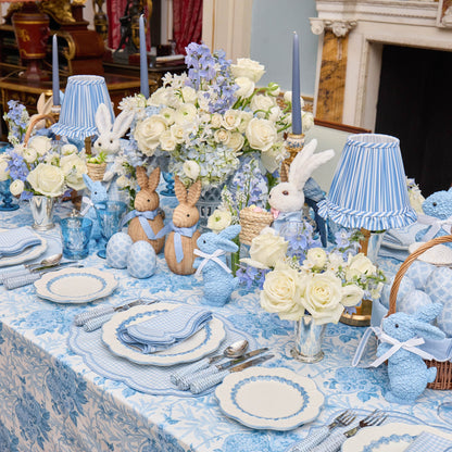 Rattan Bunny with Blue Bow (Pair)