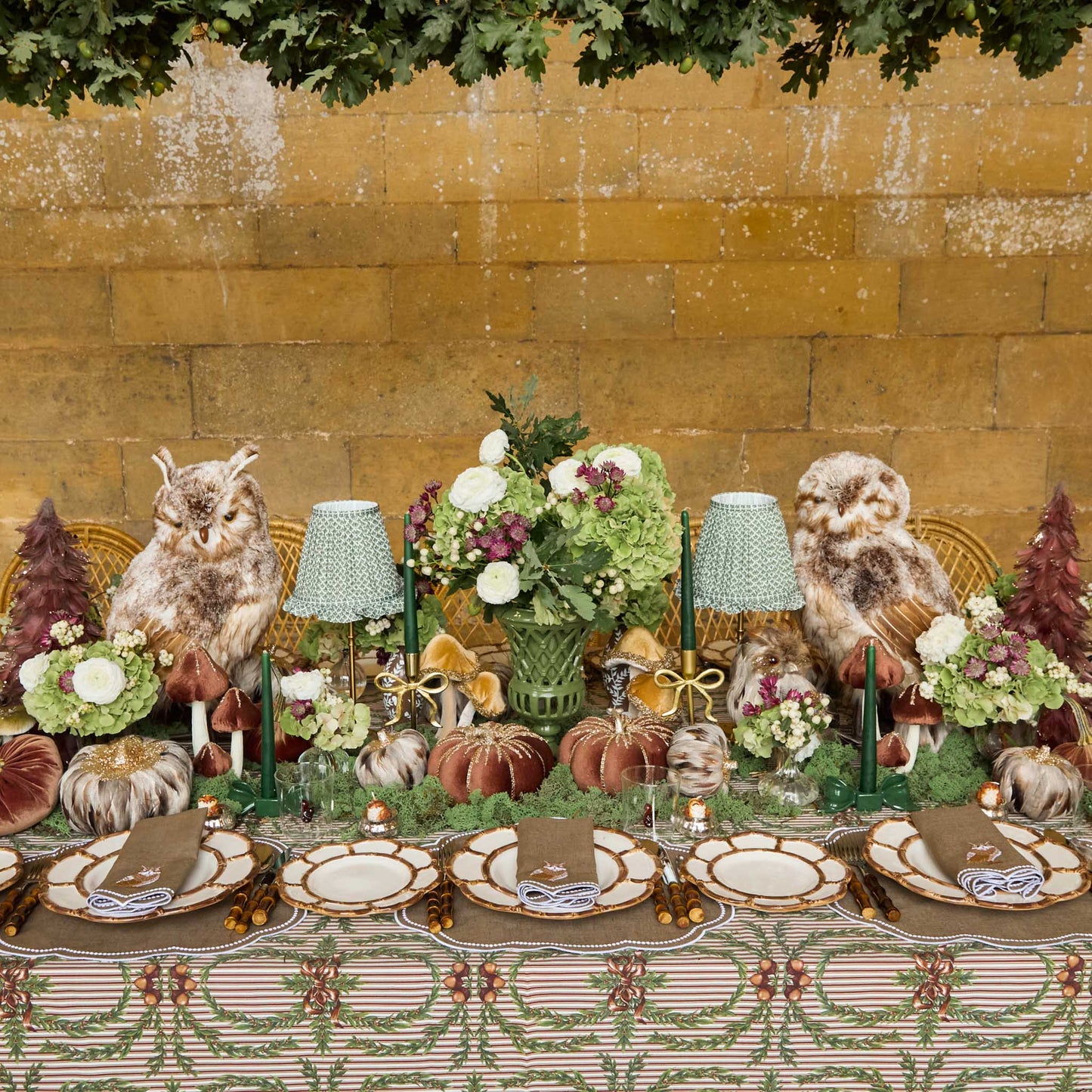 Striped Acorn Garland Tablecloth