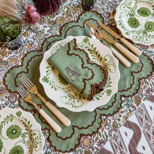 Green & Brown Charlotte Placemats & Napkins (Set of 4)