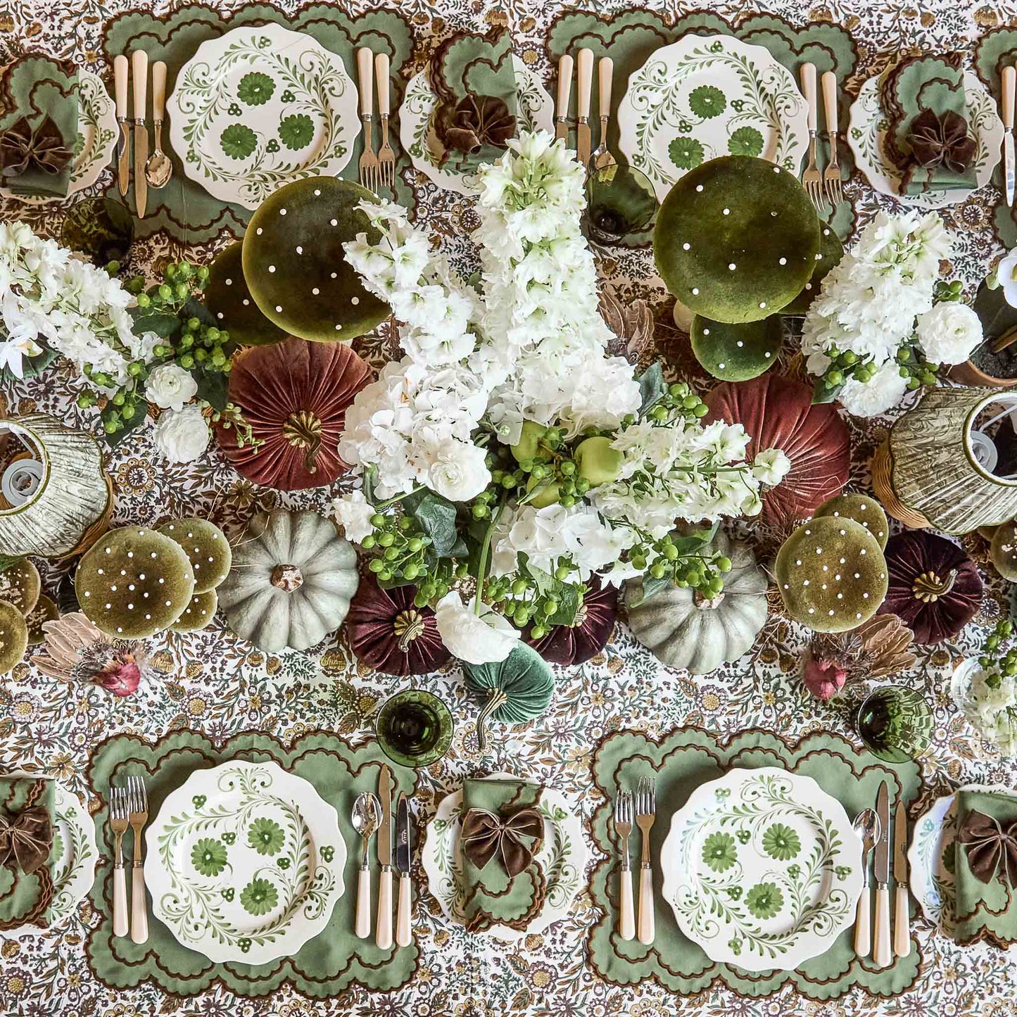 Green & Brown Charlotte Placemats & Napkins (Set of 4)