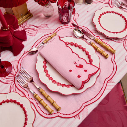 Pink & Red Eloise Linen Placemats & Fifi Poodle Napkins (Set of 4)