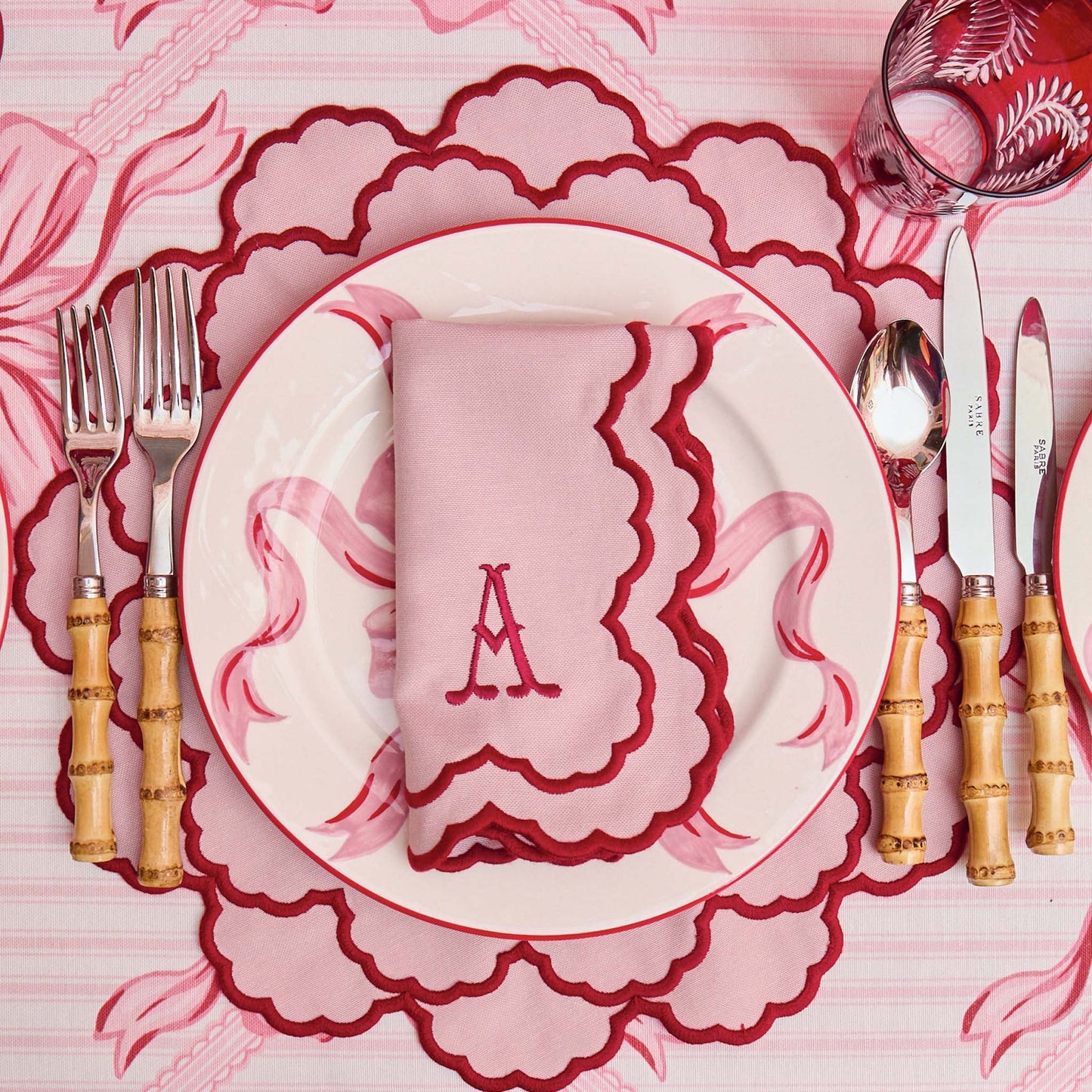 Pink & Red Lily Placemats & Napkins (Set of 4)