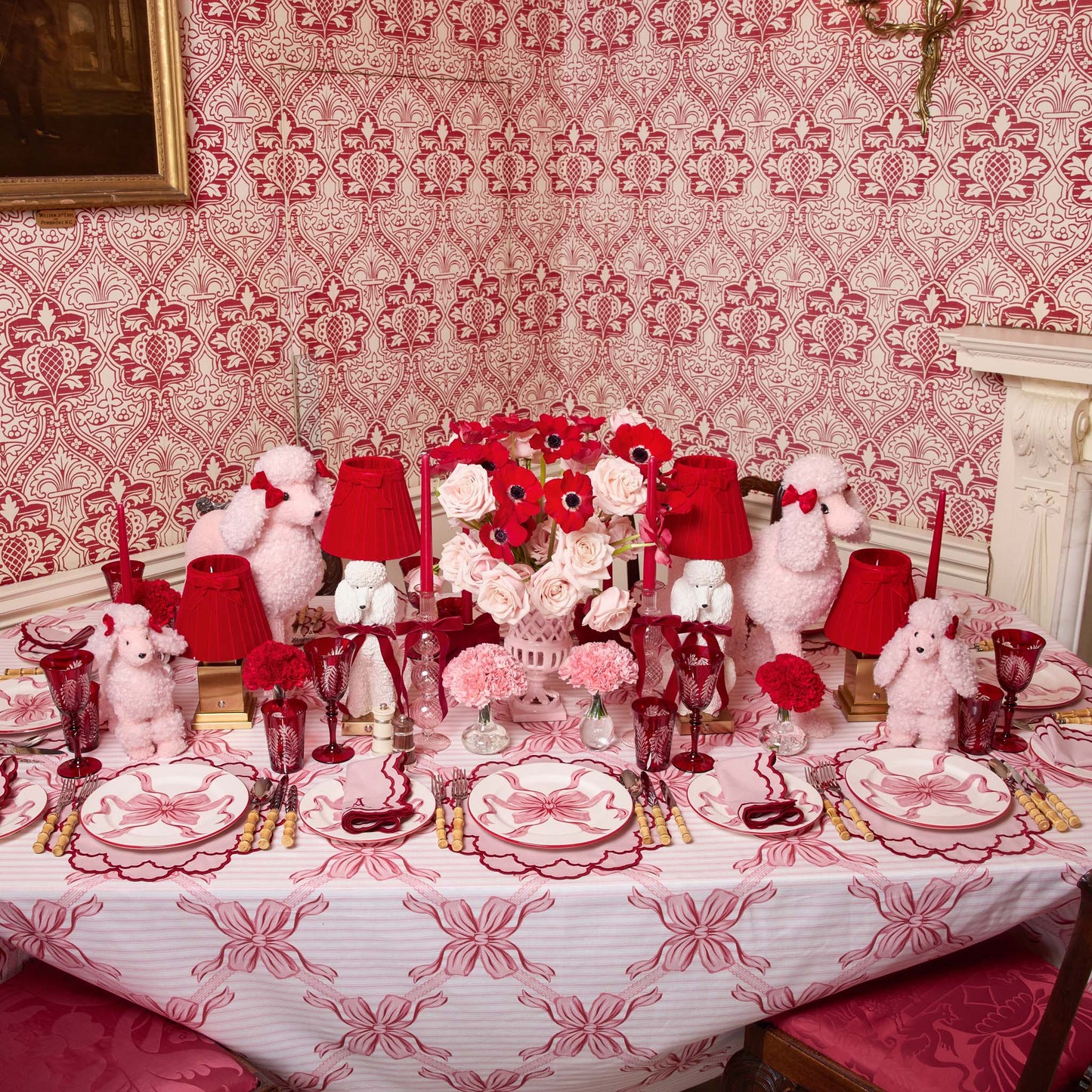 Pink & Red Lily Placemats & Napkins (Set of 4)
