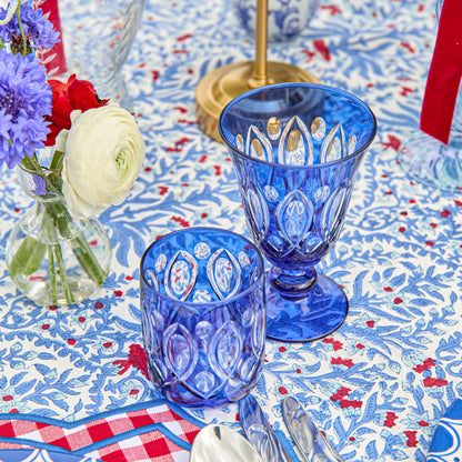 Blue & Red Ethel Blockprint Tablecloth