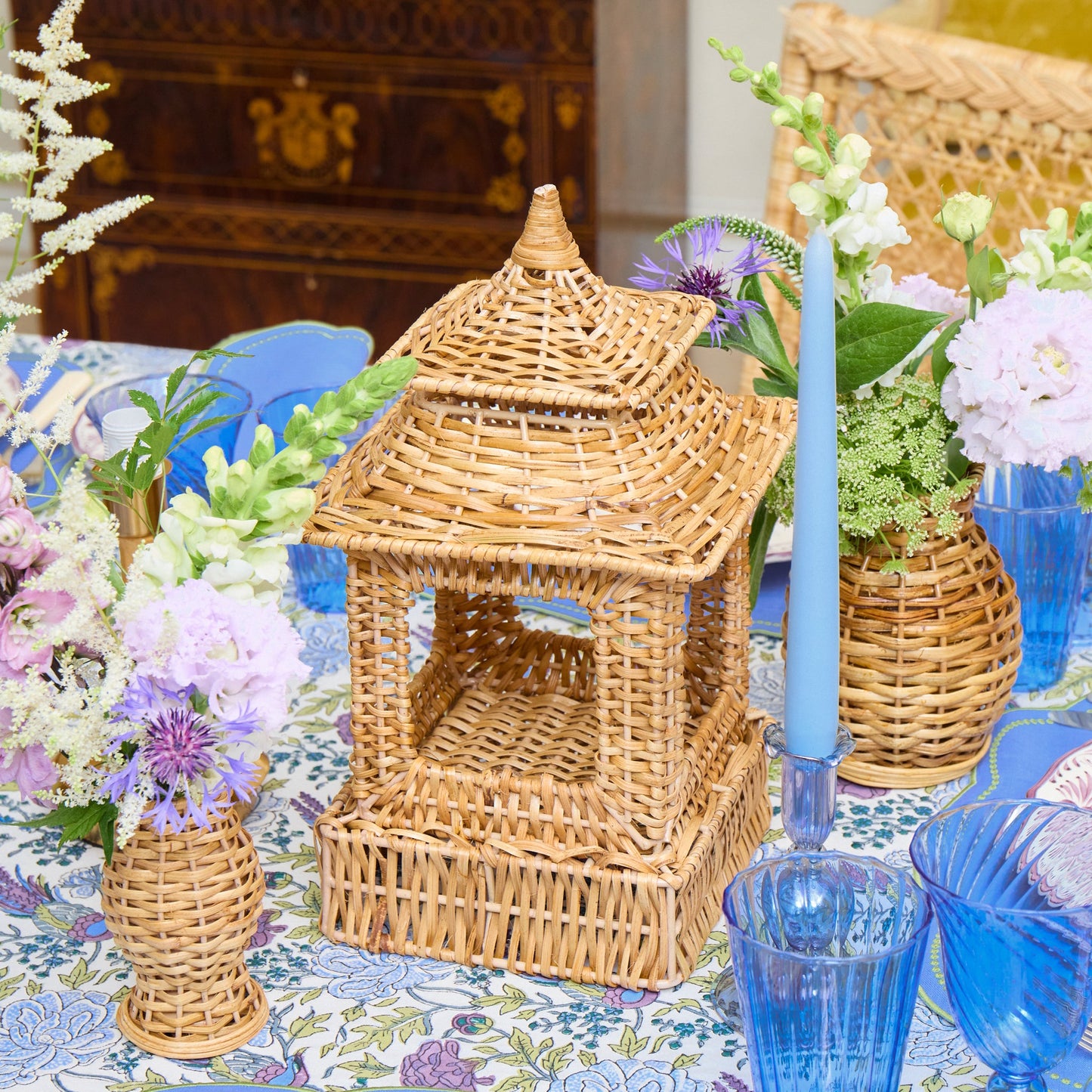 Natural Rattan Pagoda Decoration Set