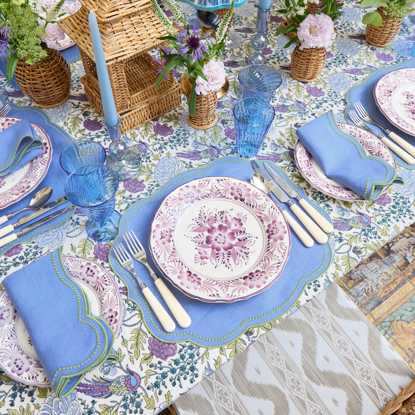 Bluebell & Green Eloise Linen Placemats & Napkins (Set of 4)