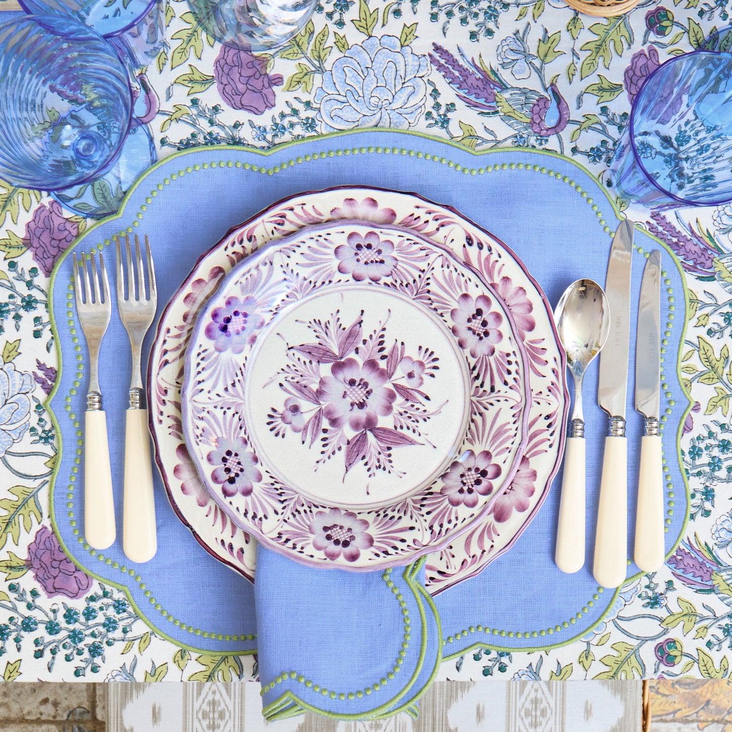 Purple Pandora Dinner & Starter Plates (Set of 8)