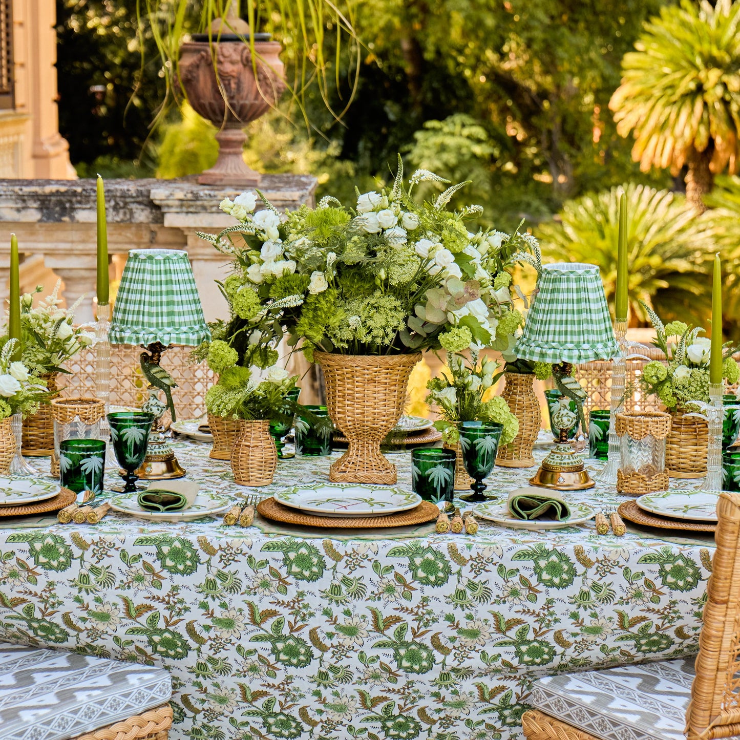 Olive Gingham Ruffle Lampshade (18cm)