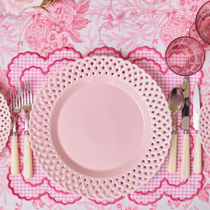 Pink Basketweave Dinner Plate