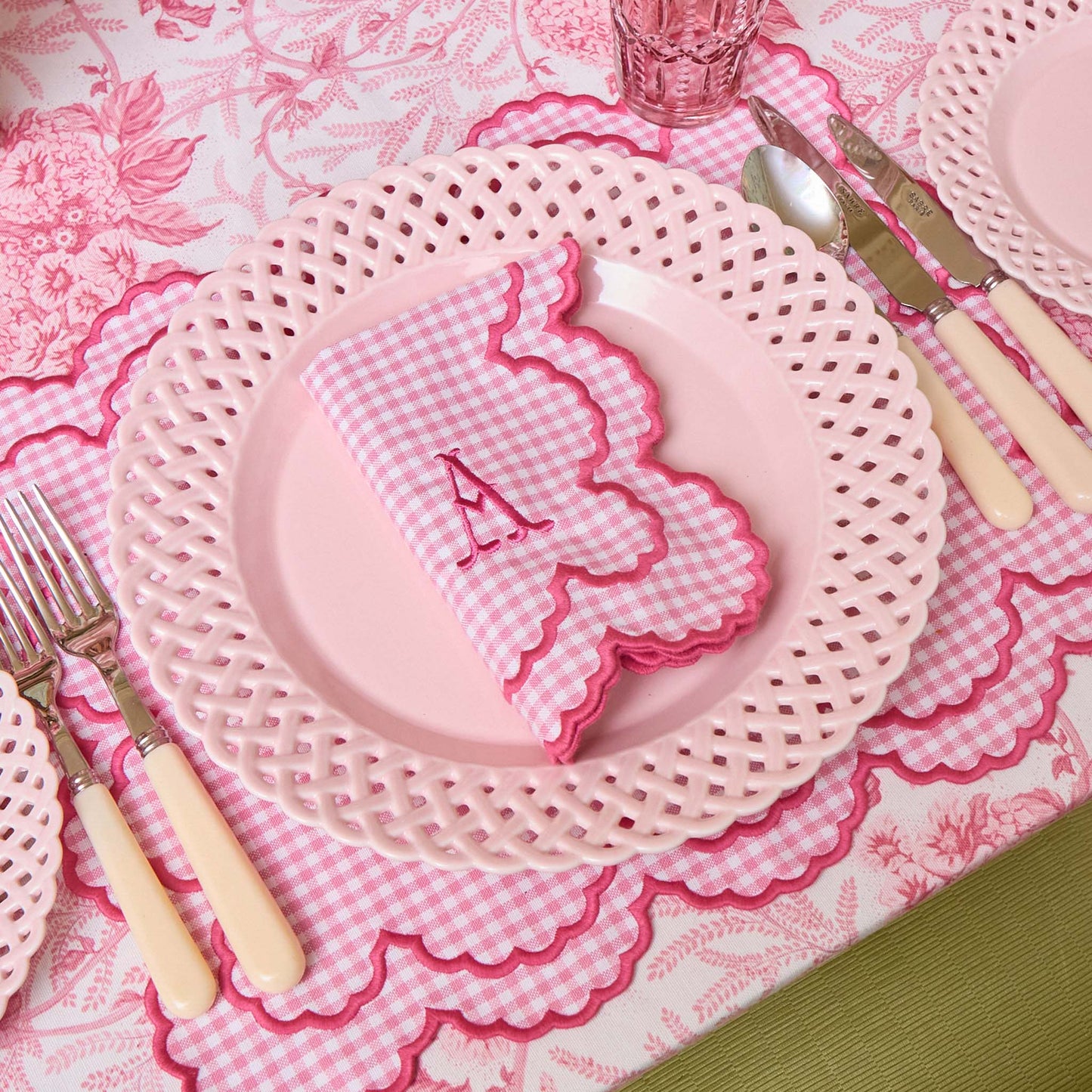 Pink Charlotte Gingham Placemats & Napkins (Set of 4)