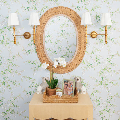 Bamboo Rechargeable Double Wall Light with Cream Shades (14cm)
