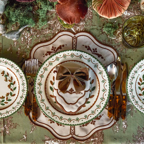 Taupe & Chocolate Doris Placemats & Napkins (Set of 4)