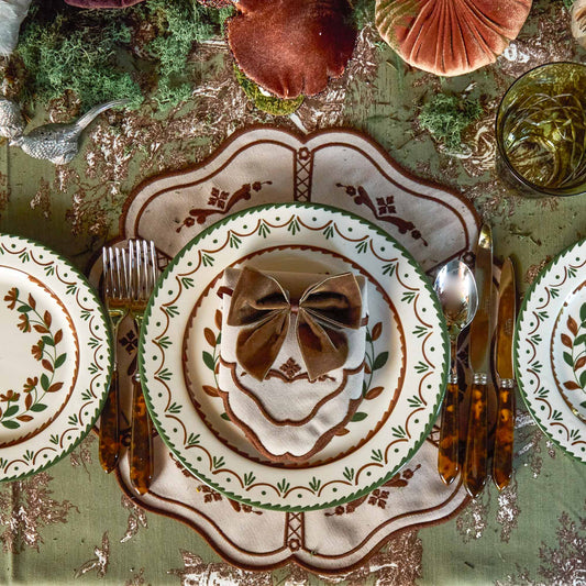 Taupe & Chocolate Doris Placemats & Napkins (Set of 4)