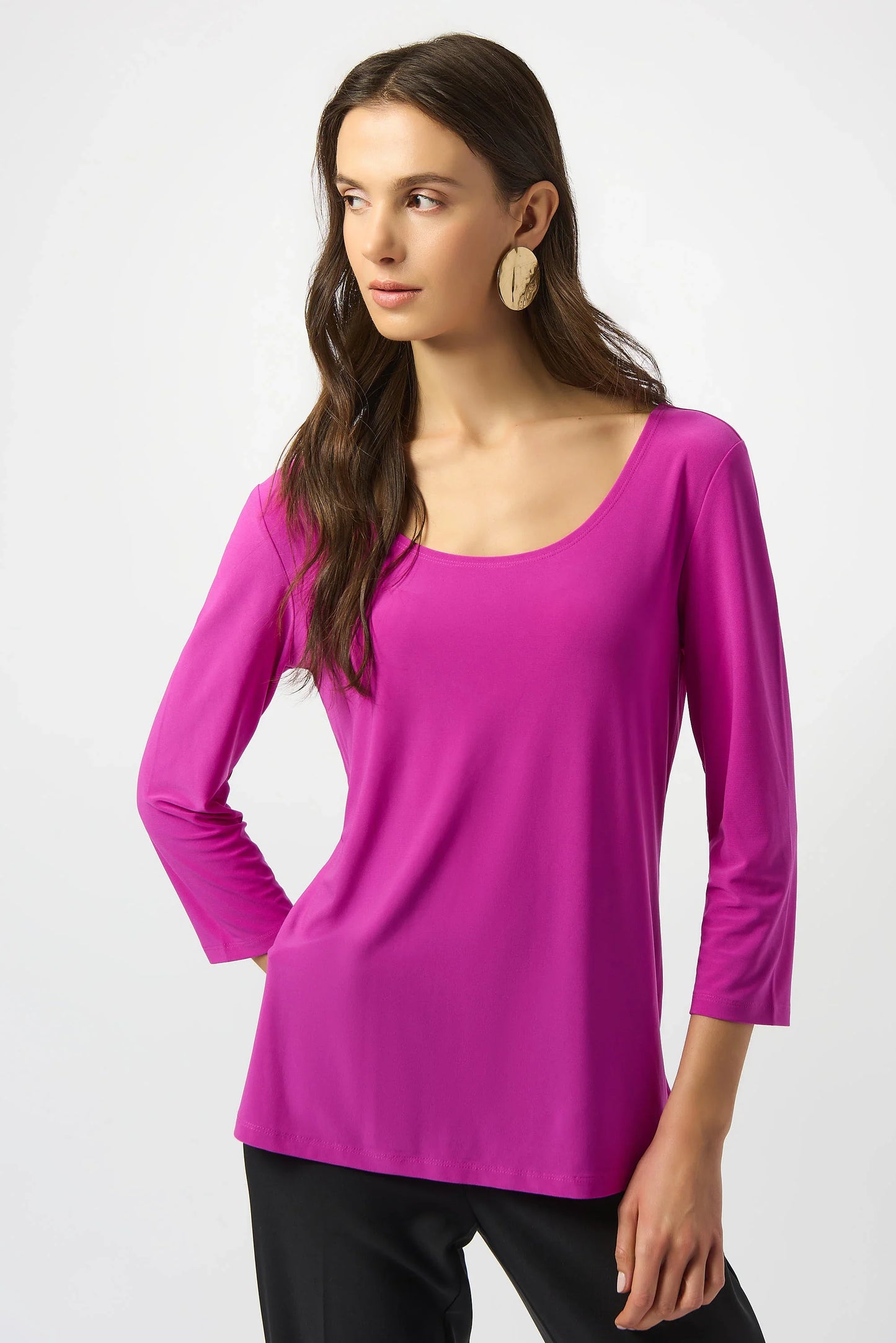 Joseph Ribkoff Scoop Neck 3/4 Sleeve Relaxed Top 253945