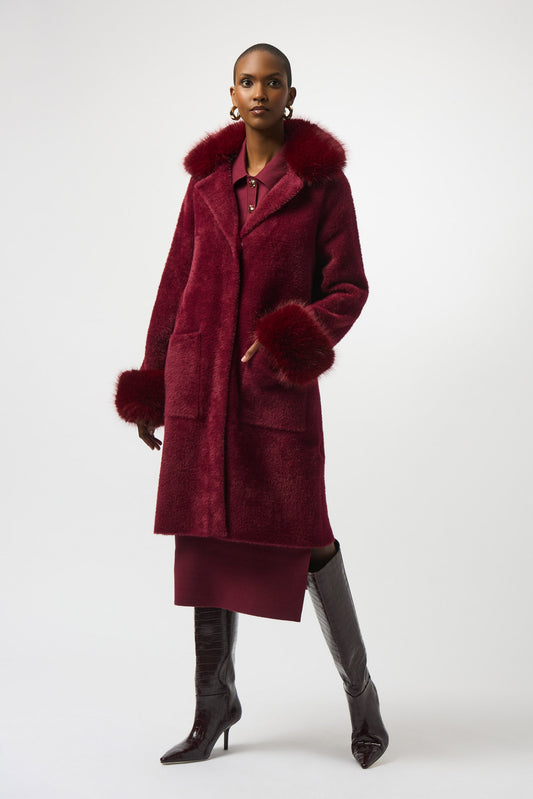 Joseph Ribkoff Detachable Faux Fur Trim Long Sleeve Coat 243923F25