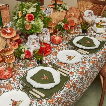 Forest Green Pheasant Linen Napkins (Set of 4)