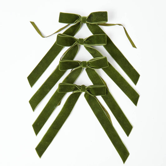 Forest Green Velvet Bows (Set of 4) - 20cm