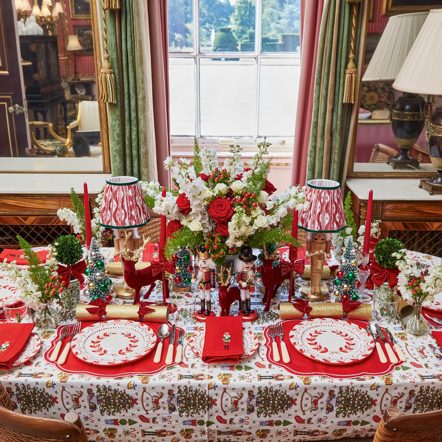 Red Eloise Linen Placemats (Set of 4)