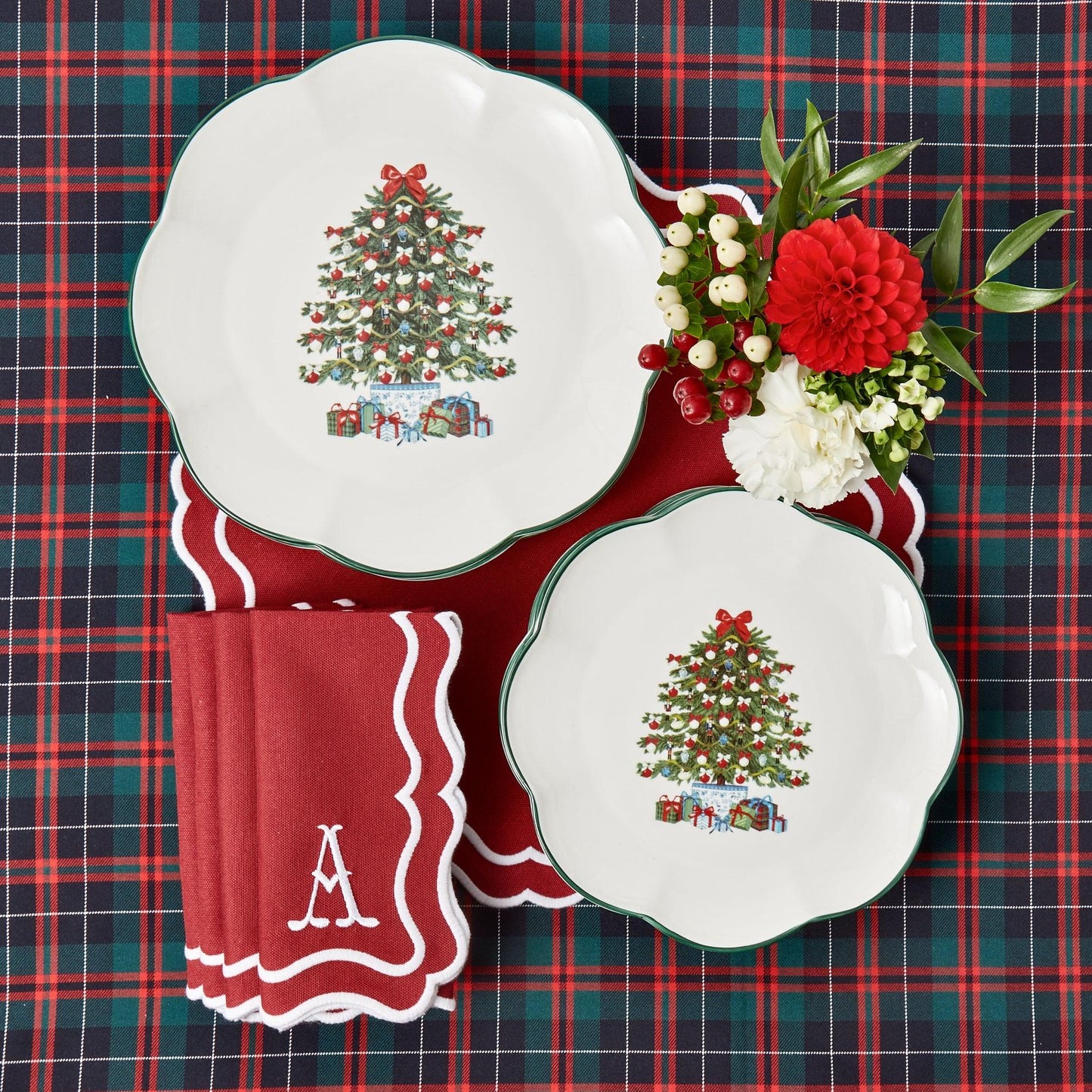 Berry Red Katherine Placemats & Napkins (Set of 4)