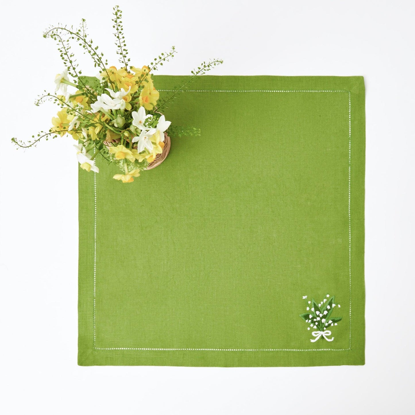 Green Lily of the Valley Linen Napkins (Set of 4)
