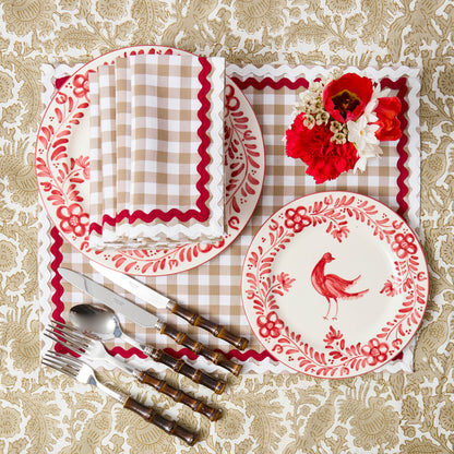 Putty Gingham & Red Rossina Napkins (Set of 4)