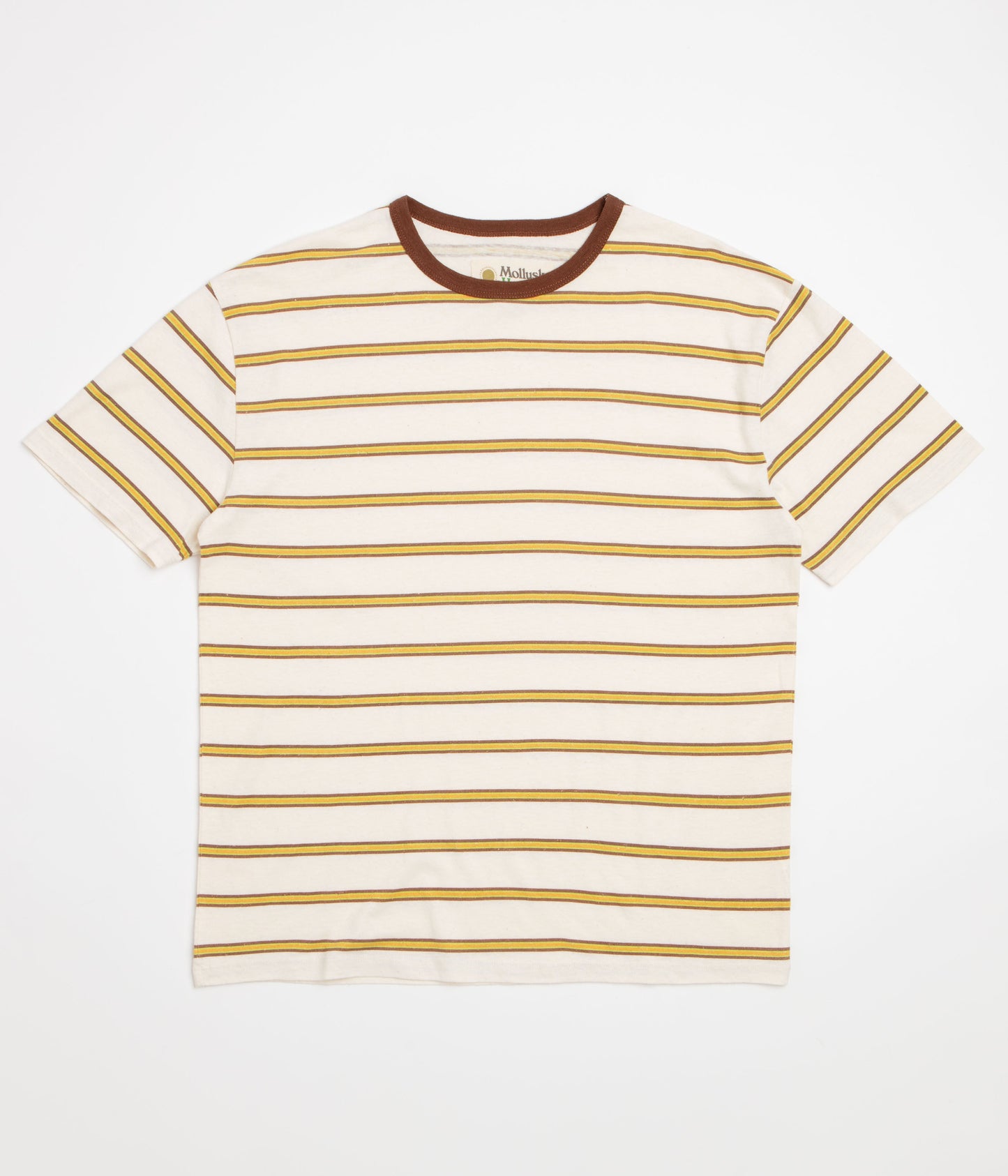 Mollusk Hemp T-Shirt - Brown / Gold Stripe