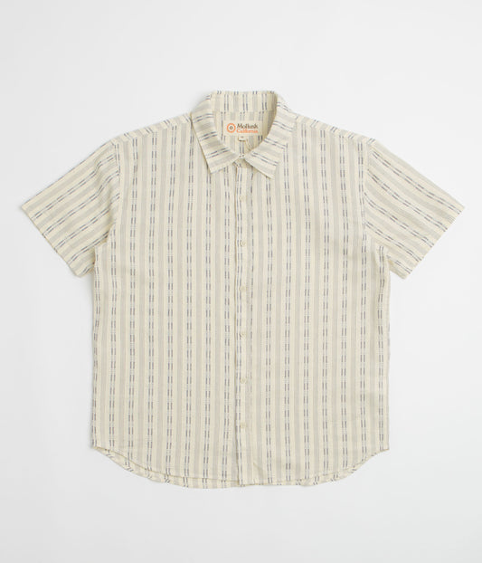 Mollusk Summer Short Sleeve Shirt - Natural / Navy Dobby