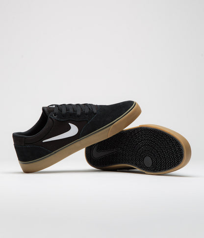 Nike SB Chron 2 Shoes - Black / White - Black - Gum Light Brown