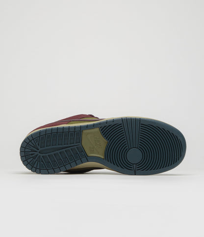Nike SB Dunk Low Pro Shoes - Dark Team Red / Burgundy Crush - Olive Flak
