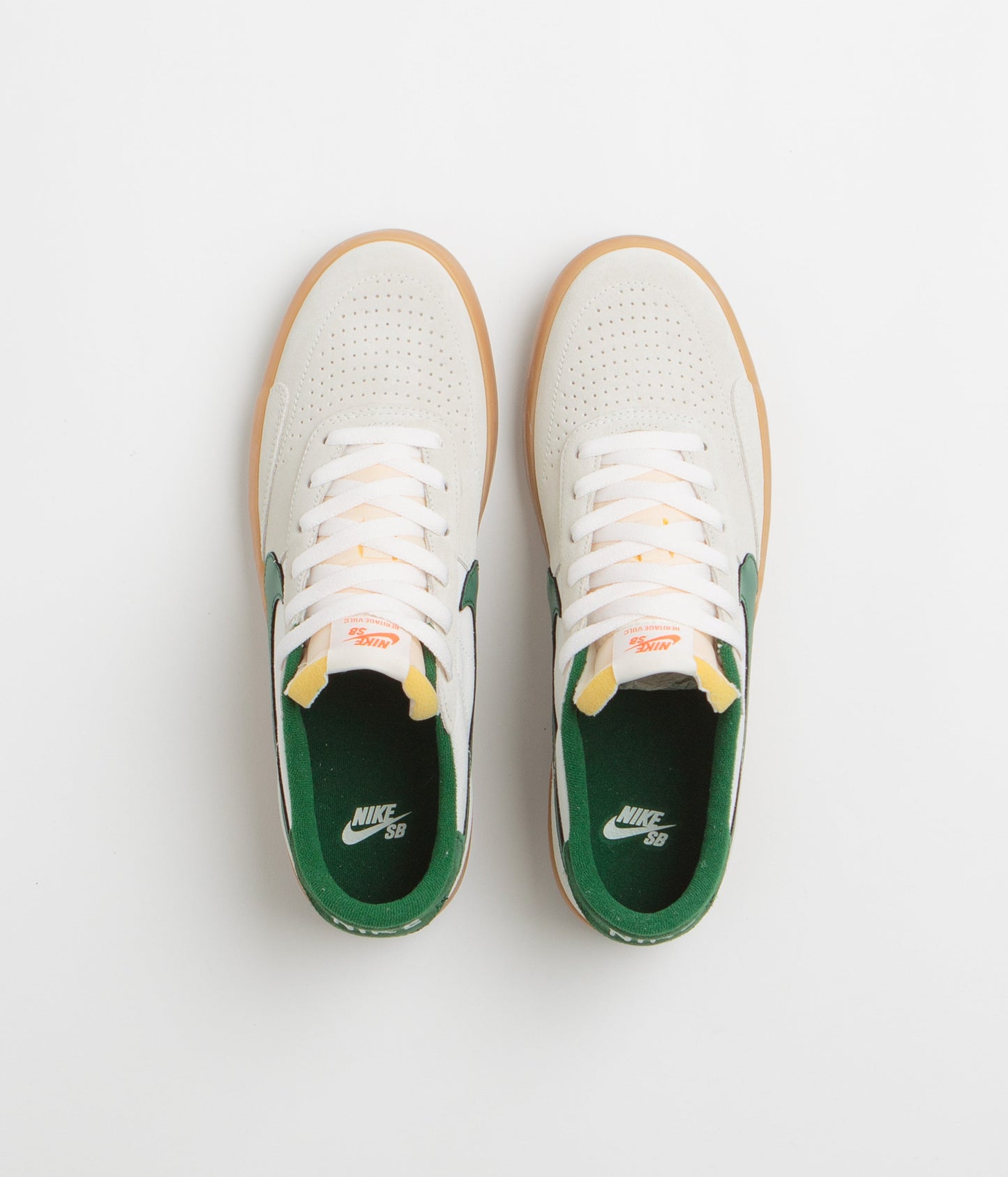 Nike SB Heritage Vulc Shoes - Sail / Gorge Green - Sail - Safety Orange