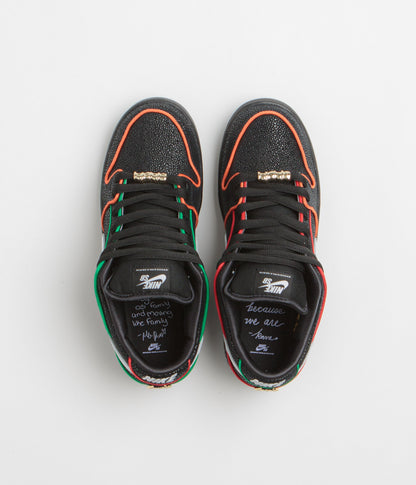 Nike SB x Bronx Girls Skate Dunk Low Pro Shoes - Black / White - Challenge Red - Total Orange