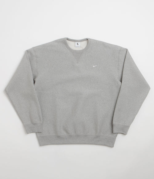 Nike Solo Swoosh Crewneck Sweatshirt - Dark Grey Heather / White / White