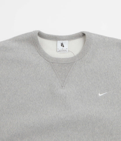 Nike Solo Swoosh Crewneck Sweatshirt - Dark Grey Heather / White / White