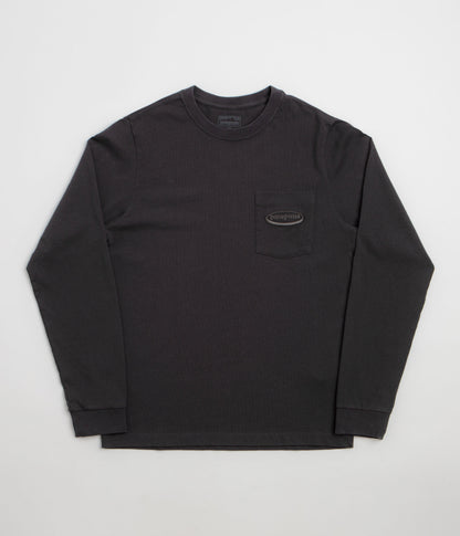 Patagonia 95 Oval Logo Pocket Long Sleeve T-Shirt - Ink Black