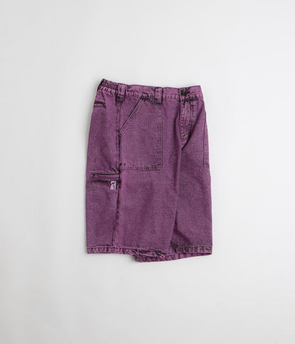 Poetic Collective x flatspot Painter Shorts - Purple Acid Wash Denim