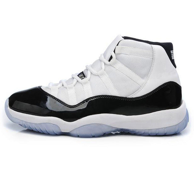 Nike AIR JORDAN 11 CONCORD GS Aj11 women's basketball shoes, white&black, shock absorption non-slip  wear-resistant  378038 107