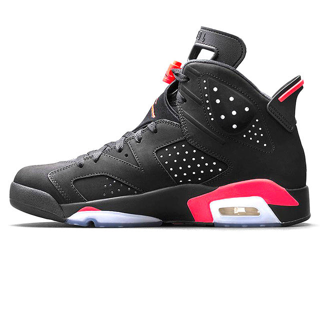 Nike Air Jordan 6 Black Infrared AJ6 Men Basketball Shoes, Black & Red, Shock Absorption Anti-Slip Support  Balance 384664 023