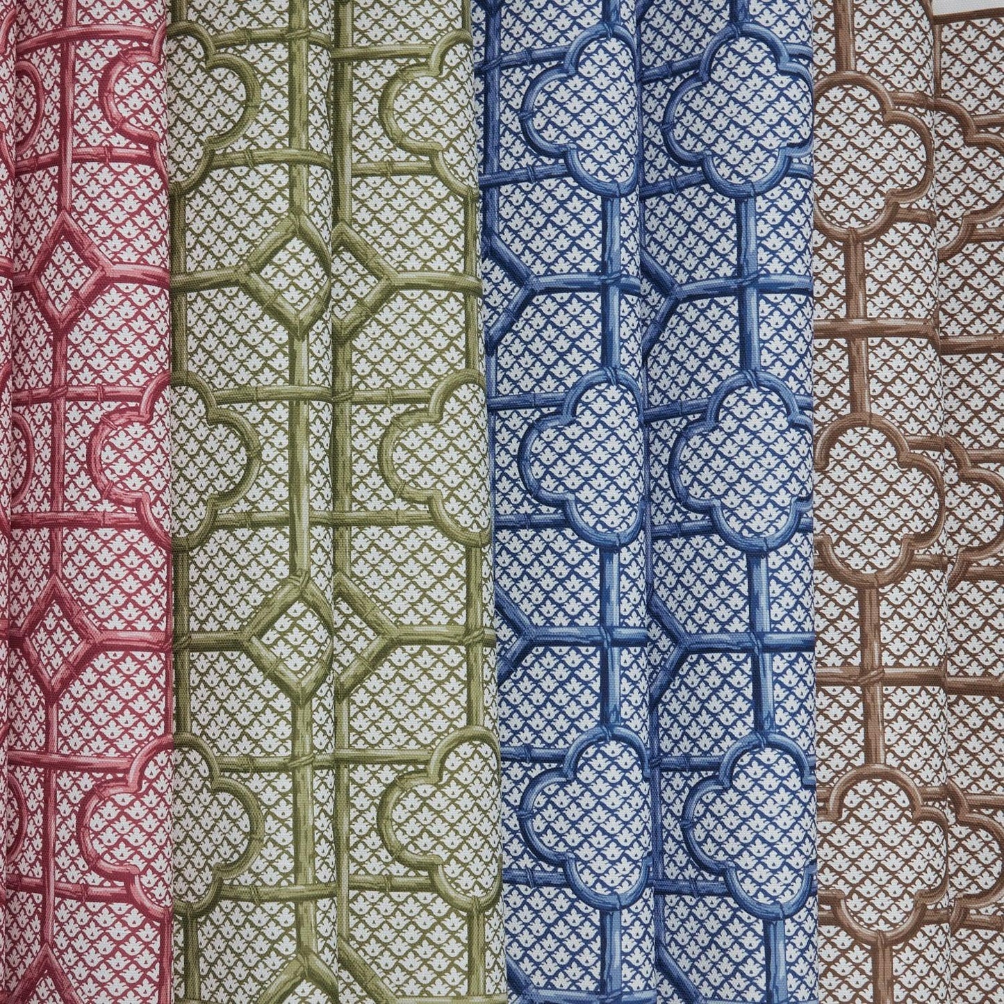 Raspberry Pink Bamboo Trellis Fabric
