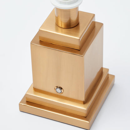 Square Rechargeable Lamp with Olive Ikat Shade (18cm)