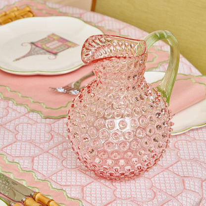Rose Hobnail Jug with Emerald Handle