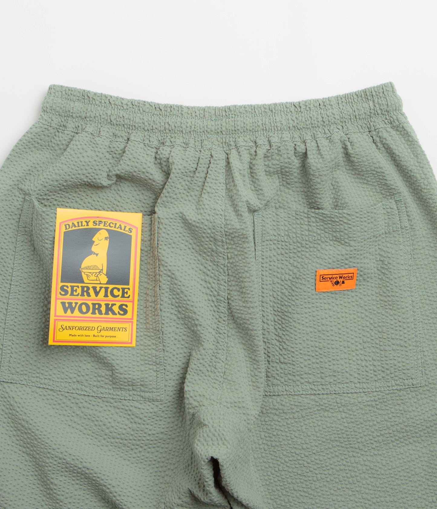 Service Works Seersucker Chef Shorts - Sage