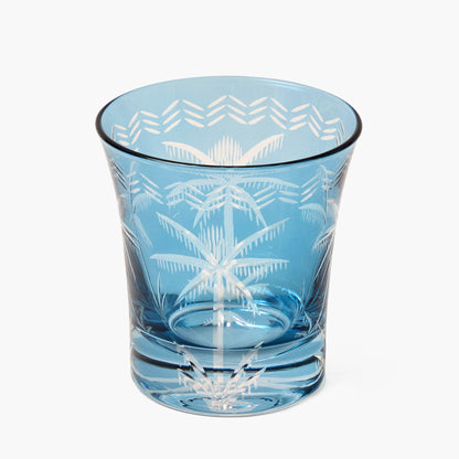 Blue Palm Water Glasses (Set of 4)