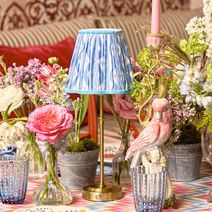 Edie Rechargeable Lamp with Blue Ikat Shade (18cm)
