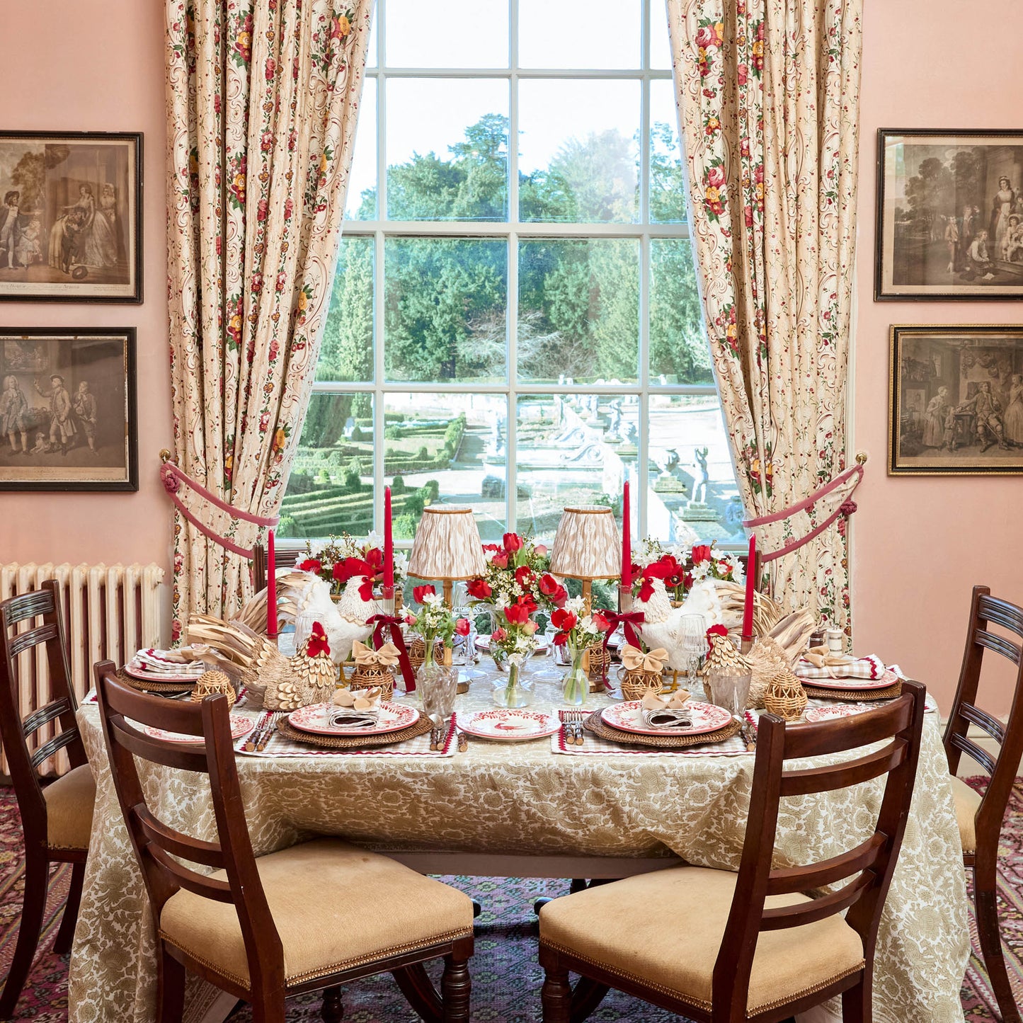 Putty Gingham & Red Rossina Placemats & Napkins (Set of 4)