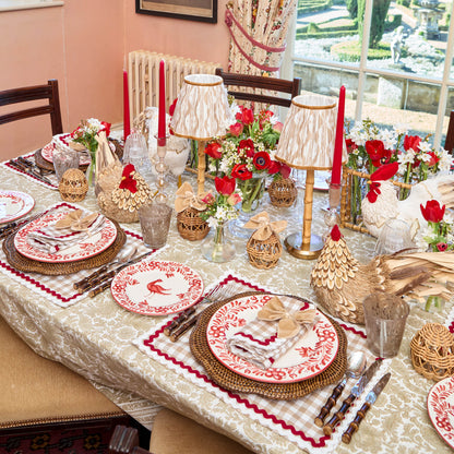 Putty Gingham & Red Rossina Napkins (Set of 4)