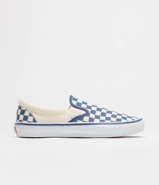 Vans Skate Slip-On Shoes - (Checkerboard) Blue / White