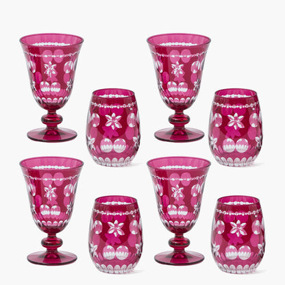 Aubergine Anita Engraved Glassware (Set of 8)