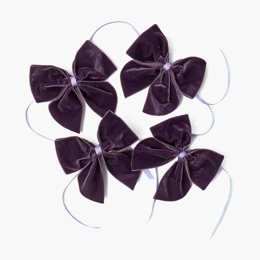 Purple Velvet Napkin Bows (Set of 4)